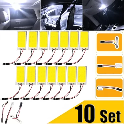 1-10 conjunto painel de luz led de teto interior do carro 6000k branco cob painel de luz led com adaptador de luz para teto interior do carro 36led