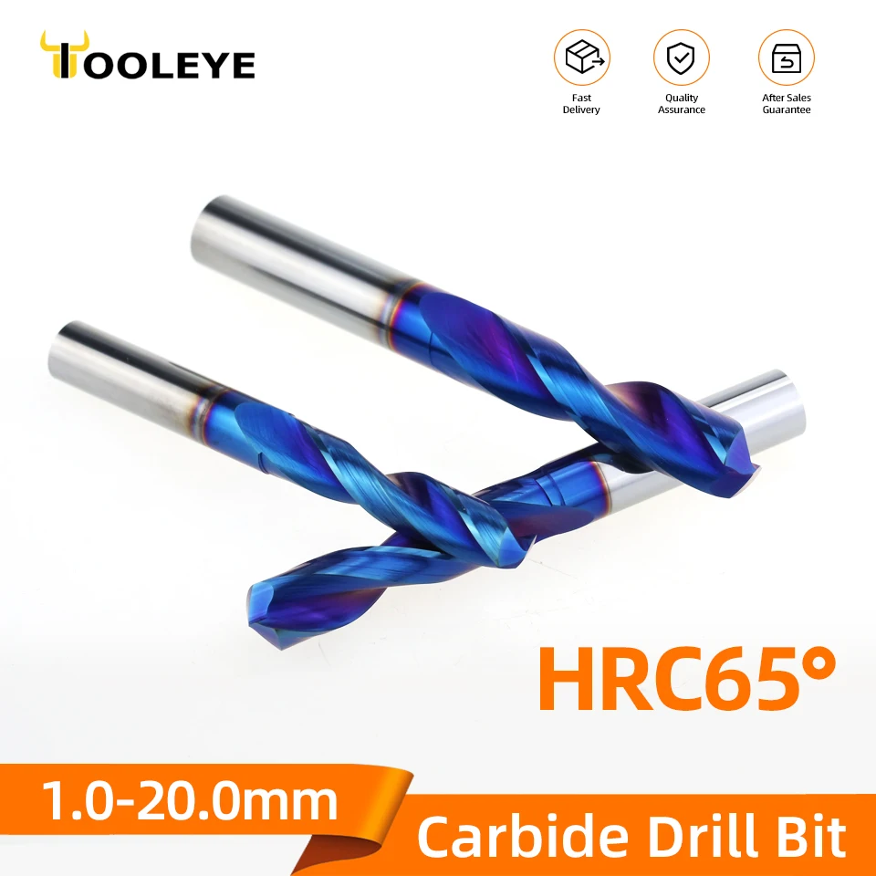 TOOLEYE HRC65 ° Brocas de carboneto de tungstênio, brocas de metal para metalurgia super dura, torno cnc, ferramentas de perfuração de aço 0.5-20.0mm