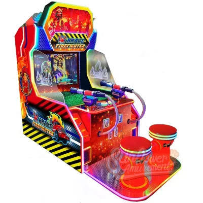 Novidade, bombeiro de 2 jogadores operado por moedas, jogos de redenção de tiro aquático, máquinas internas divertidas