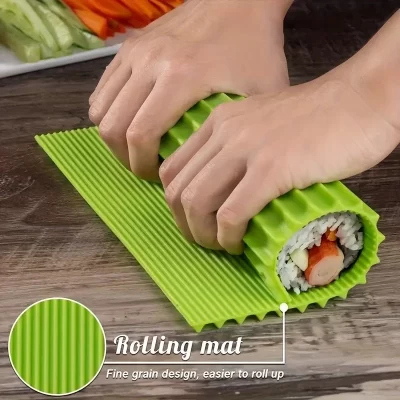 Easy Sushi Maker – Tapete de rolamento Tritan antiaderente para sushi caseiro perfeito, bolas de arroz de algas marinhas, ideal para festas