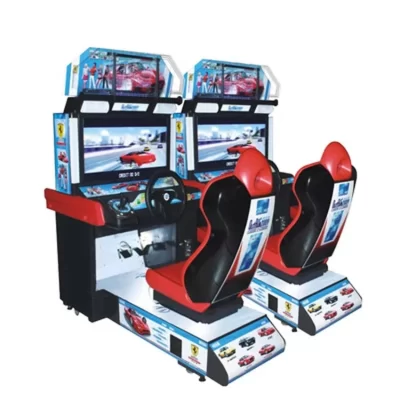 Máquina de videogame eletrônico de corrida com fio de 32 polegadas Simulação operada por moeda para entretenimento urbano para parque infantil