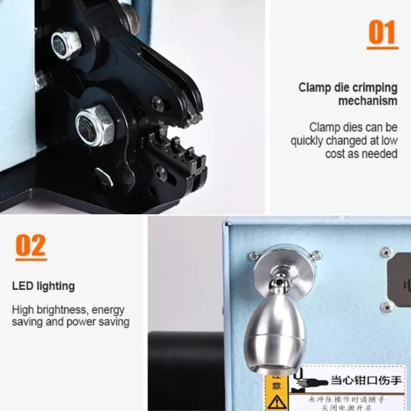 Máquina de friso de terminal elétrico 60w, ferramentas de crimper de terminal nu/isolante/tubular, mandíbulas substituíveis, máquina de friso de fio - Image 4
