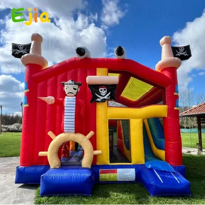 Casa de salto de navio pirata comercial inflável castelo inflável temático pirata com ventilador embutido casa inflável para jogo de festa infantil