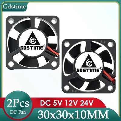 Gdtime-bola dupla ventilador de arrefecimento, dc 5v, 12v, 24v, 3cm, 30mm, 30x30x10mm, 3010, mini impressora 3d, sem escovas, 2 peças