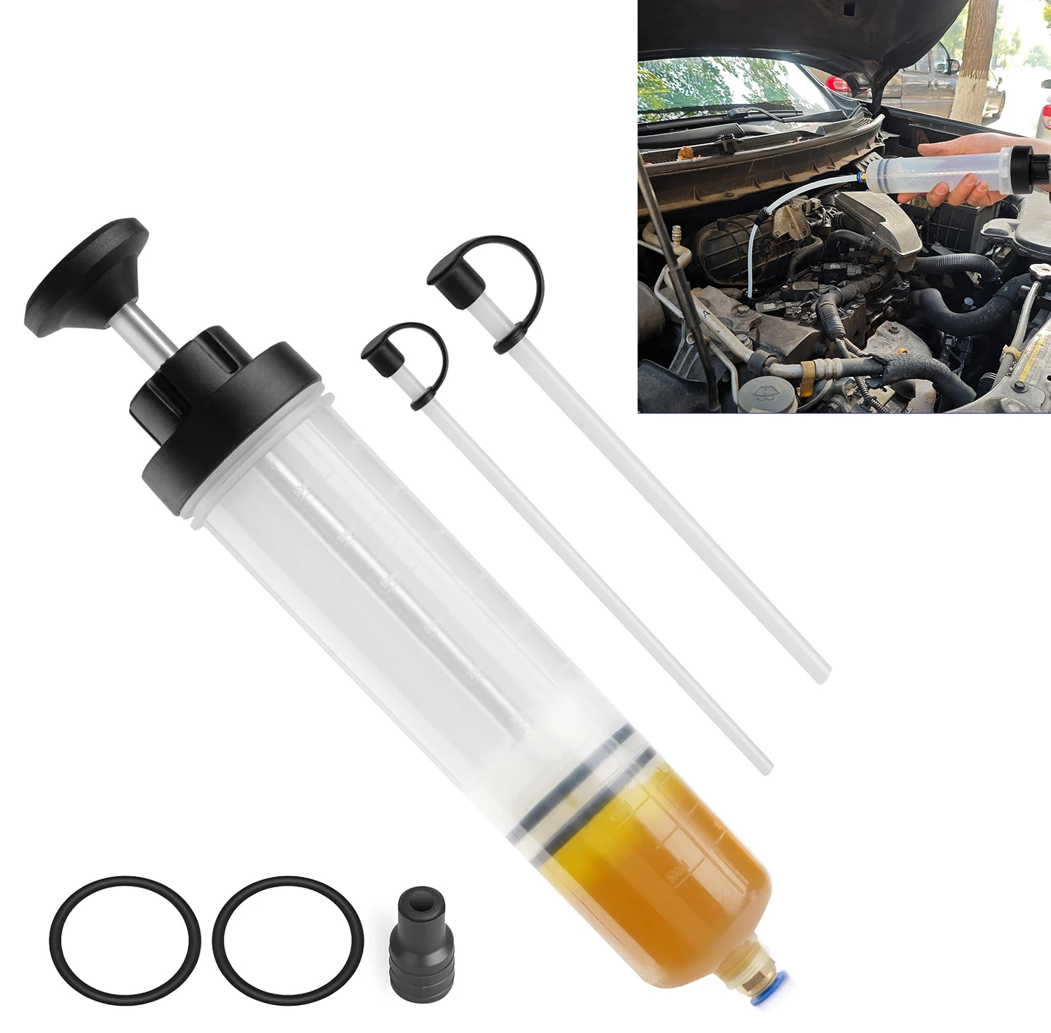 Bomba de seringa do óleo do carro com mangueira, extrator líquido, auto mudança do óleo, grande capacidade, líquido do freio, 1500ml - Image 2
