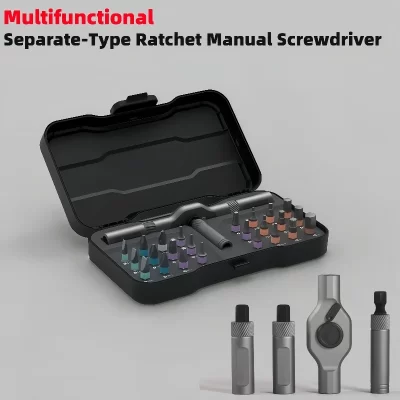 Conjunto de chave de fenda catraca multifuncional doméstico 24 em 1, pontas magnéticas s2, design de chave removível, aço de alta dureza