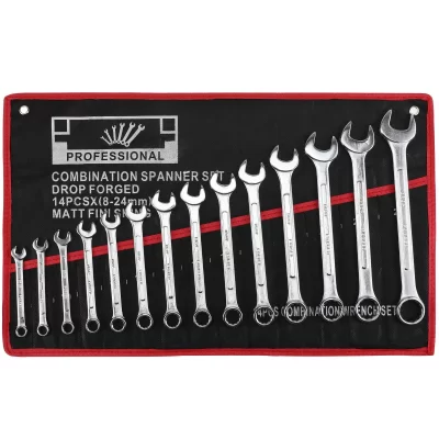 Conjunto de chave combinada, 14 peças, 8mm 24mm, ferramentas de ponta dupla, mecânica, oficina de reparo, garagem, casa, oficina, aço cromo vanádio
