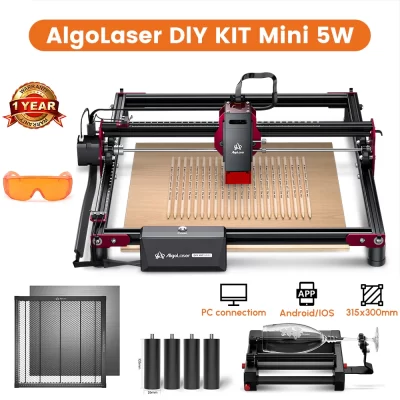 Algolaser diy mini 5w cortador de gravador a laser 315*300mm impressora logotipo portátil ferramentas para trabalhar madeira máquina cnc marcador controle offline
