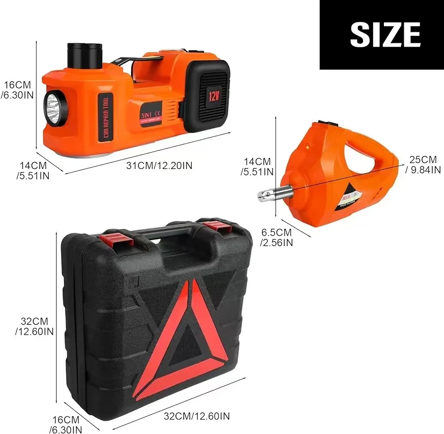 YYHC-Kit de cric de elevação de energia elétrica para carro hidráulico elétrico para carro 12 ferramentas de veículos laranja 135/155mm 360/450mm - Image 2