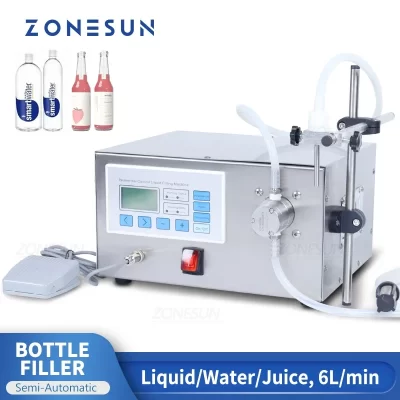 Zonesun ZS-MPZ1 6l semiautomática garrafa de água máquina de enchimento líquido suco 316l bomba magnética produção embalagem