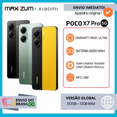 Poco X7 PRO 5G 512GB e 12GB RAM, Processador Dimensity 8400-Ultra, Câmera 50MP, Bateria 6000Mah