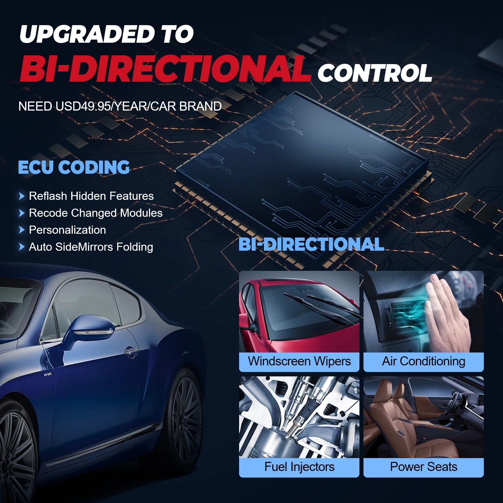 MUCAR VO6 OBD2 Professional Auto Scanner Full System 28 Reset ECU coding Bi-directional Lifetime Free Update Car Diagnostic Tool - Image 4