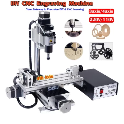 Ly XC-21D personalizado diy cnc máquina de corte gravura 300w dc eixo er11 pinça perfuração fresadora opcional 3/4 eixos