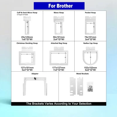 Kit de moldura de bordado magnético 6 em 1 para Brother VR PRS100 PR1X PR620 PR650 PR655 PR670E PR680W PR1000E PR1050X PR1055X