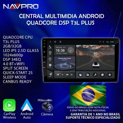 BRAZIL SHIPPING-Central Multimedia NAVPRO QUADCORE PRO and PRO + Screen 7/9/10 Android 13 IPS 2GB/32GB 4GB/64GB