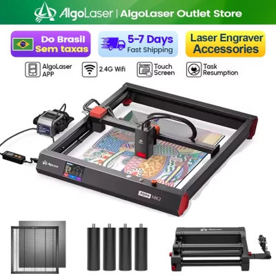 AlgoLaser AlphaMK2 40*41CM CNC Cortador de gravador a laser com mesa de tela Ferramenta para trabalhar madeira Máquina de corte e gravação Impressora de metal