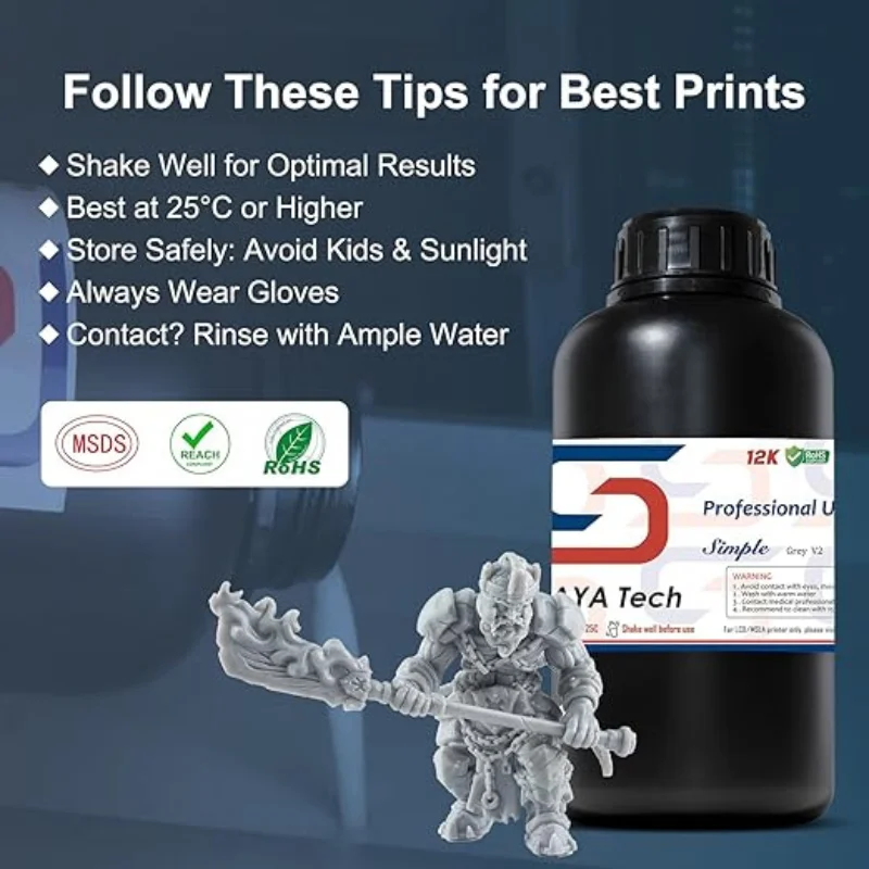 Siraya Tech Resina de impressora 3D simples, lavável à água, fácil de limpar e imprimir, resina de cura UV para impressão 3D LCD DLP 16K capaz - Image 5