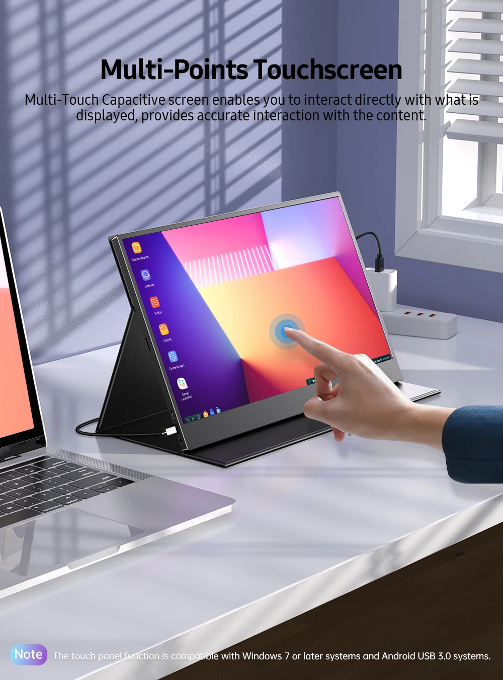 UPERFECT 15.6 Inch Touchscreen Portable Monitor 1080P FHD IPS Gaming Display USB-C Screen With HDR/FreeSync/Speakers/Mini HDMI - Image 4