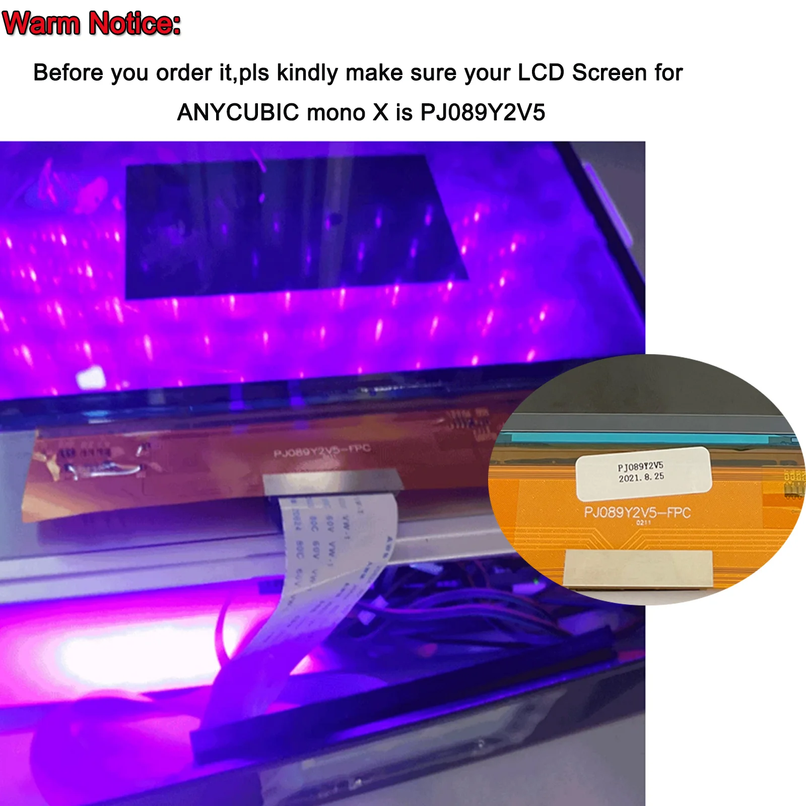 Anycubic Photon Mono X/CREALITY HALOT-LITE Tela LCD de 8,9 polegadas com resolução 3840 * 2400 PJ089Y2V5 - Image 5