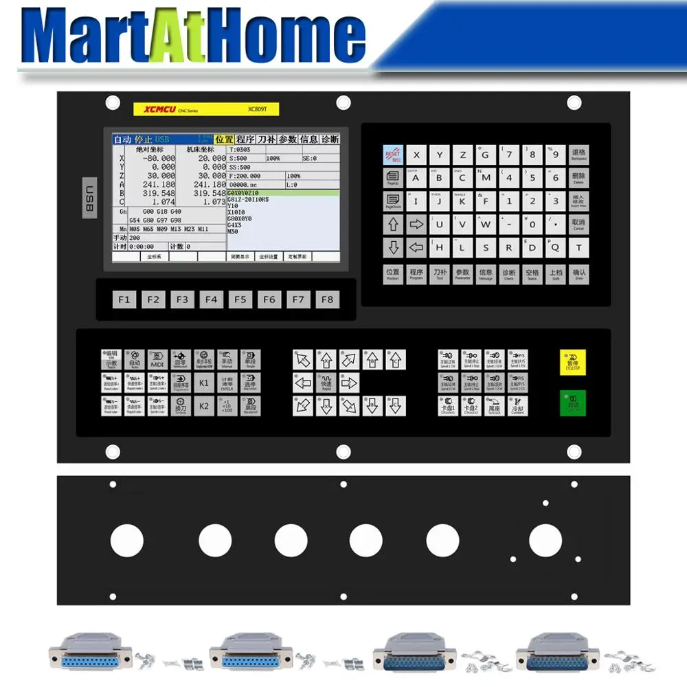 Controlador de sistema de torno cnc multifuncional, xc809t, 2/3/4/5/6, suporte para carregador de ferramentas, código g, atc, fanuc, digital, spindles