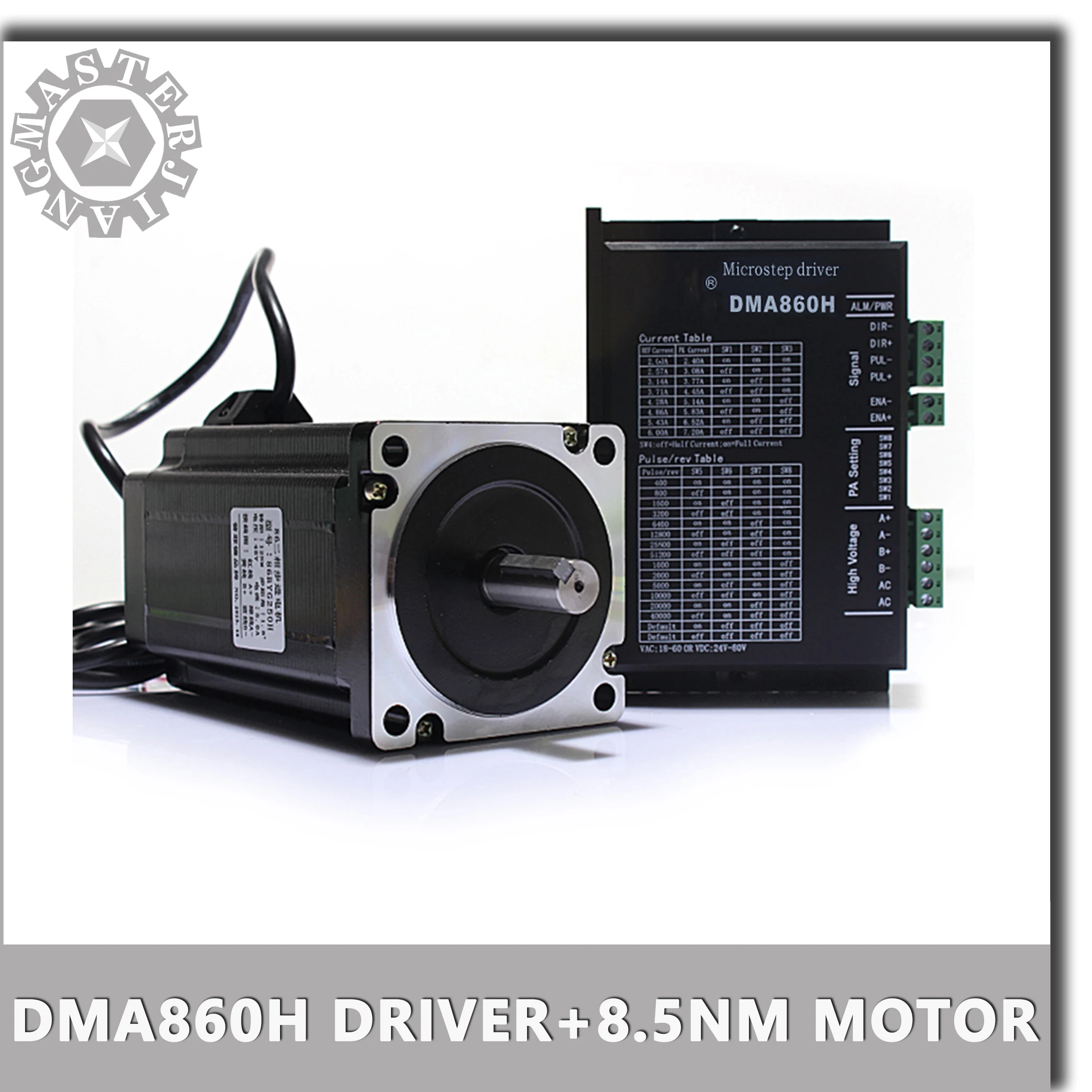 Motor de passo personalizado 86byg250d 8.5nm + nema 34 driver de motor de passo dma860h com ventilador bifásico para 86 motor de passo