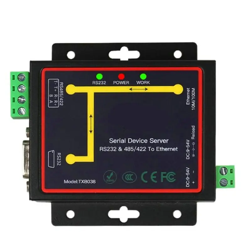 Ethernet industrial RJ45 para RS232 RS485 para DB9 macho Modbus TCP/RTU conversor - Image 2