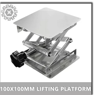 100*100 mini plataforma de elevação de aço inoxidável foco ajustável para máquina de gravação a laser cnc desktop ajustar altura 45-145mm