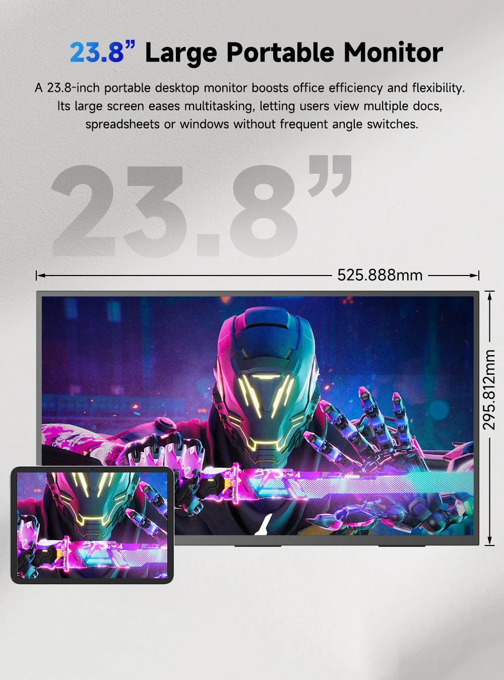 UPERFECT UGame 23.8inch 1080P 120Hz Monitor Gaming For XBox Series X / S PS5 Switch VESA Large Laptop Screen USB C/HDMI Display - Image 2