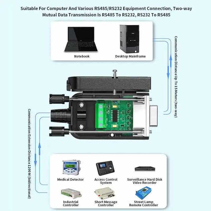 Nenhum fonte de alimentação rs485 para rs232 módulo de protocolo de porta serial conector bidirecional 232 a 485 db9 9in sem módulo de comunicação de soldagem - Image 3