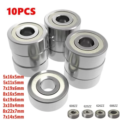Rolamentos em miniatura 685zz 608z 625zz, rolamento pequeno silencioso com sulco profundo, mini rolamento de esferas de aço carbono para skate e scooter com 10 peças