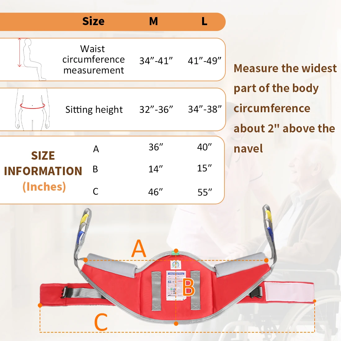 Ehucon Sit to Stand Lift Sling, suporte traseiro acolchoado e estilingue de transferência confortável, auxílio de mobilidade paciente resistente para idosos 500 libras - Image 5
