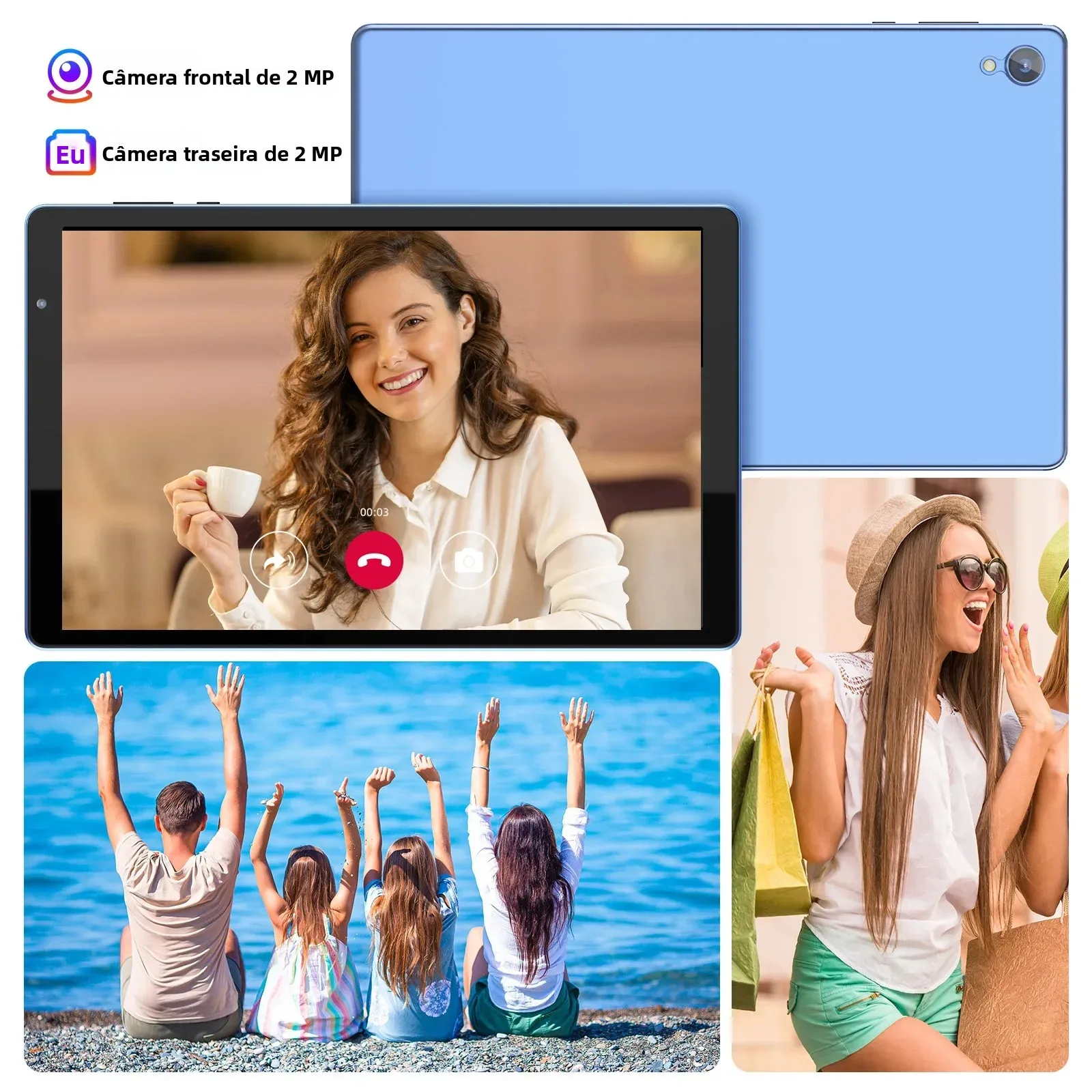 Mais recente tablet de 10,1 polegadas, quad-core, Android 14, armazenamento de 32 GB, expansão de cartão SD de 512 GB, WiFi, sem fio, câmeras duplas, GMS - Image 2