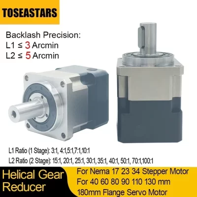 Caixa de engrenagens redutor de engrenagem helicoidal para nema 17 23 34 redutor de velocidade do motor de passo para 40 60 80 90 110 130 180mm flange servo motor