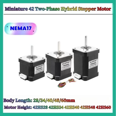 Motor de passo miniatura série 42 42hs28 42hs34 42hs40 42hs48 42hs60 acessórios de impressora nema 17 motor de passo para mini cnc