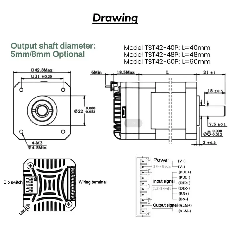 Nema17 42mm circuito fechado motor de passo tudo-em-um codificador mini servo motor 42mm motor integrado 1000 linha 0.4-0.6nm 40-60mm - Image 3