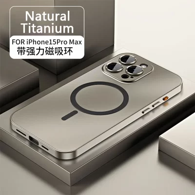 Metal Frame Phone Case For Iphone 17 12 14 15 16 13 Pro Max 16 15 Plus 17 Air Luxury Aluminum Magnetic PC Back Panel Phone Cover