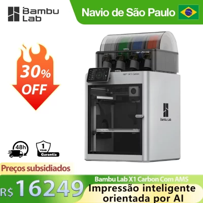 Bambu Lab X1 Carbon Combo com suporte para impressora 3D AMS 16 cores impressão monitor AI para a primeira camada de alta velocidade 500 mm/s