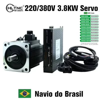 Hltnc 130st m15025 220v 380v 3.8kw 15nm 2500rpm kit servo motor ac de grande potência com driver série t3df t3 para torno gravador cnc