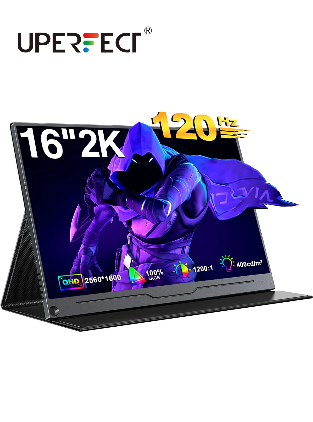 UPERFECT 2K 16'' 120Hz Portable Gaming Monitor 2560x1600 QHD Travel Laptop Display USB C HD IPS Computer External Second Screen