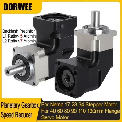 Engrenagem helicoidal redutora de 90 graus, caixa de engrenagens planetárias em ângulo reto para nema 17 23 34, motor de passo 40 60 80 90110 130mm, servomotor