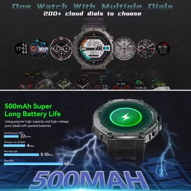 T-rex 3 ultra gps relógio inteligente 5 atm à prova dwaterproof água embutido banda dupla gnss bússola militar esporte smartwatch masculino 2025 novo para xiaomi - Image 6