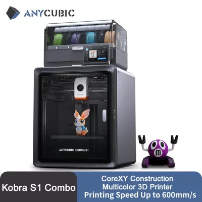 Anycubic Kobra S1 Combo Impressora 3D multicolorida Core XY Estrutura estável Impressora 3D ultrassilenciosa Velocidade máxima 600 mm/s com aplicativo inteligente