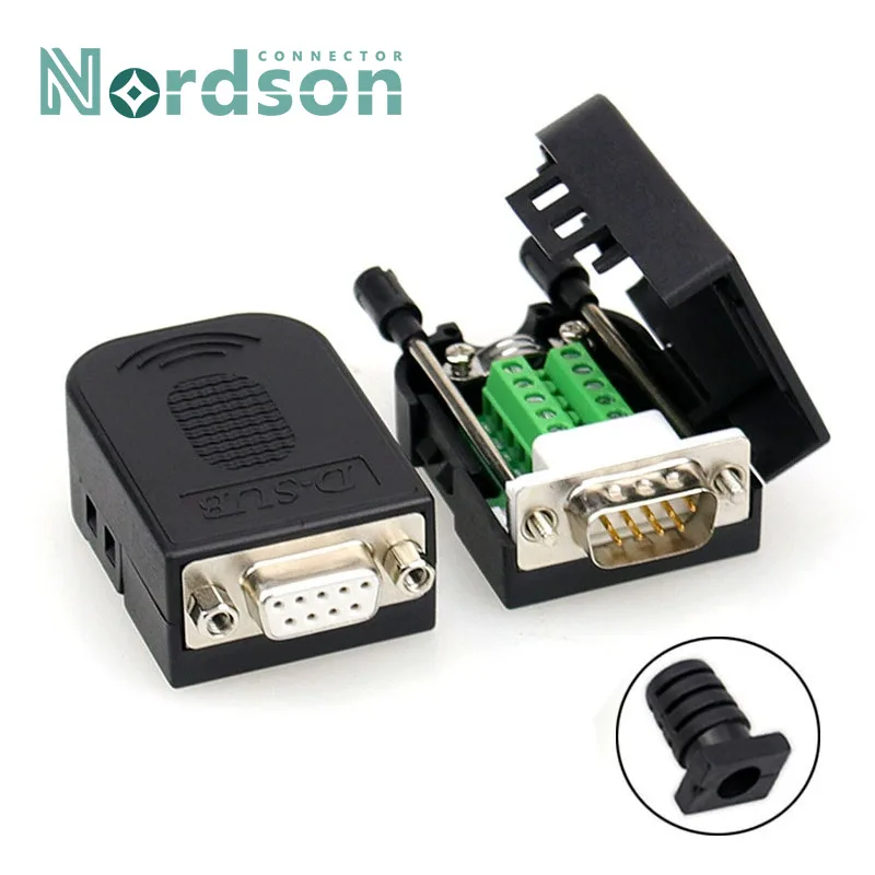 Db9 db9 rs232 rs485 conector D-SUB 9 pinos macho fêmea plug personalizado terminais de fuga branco cola fio conectores sem solda