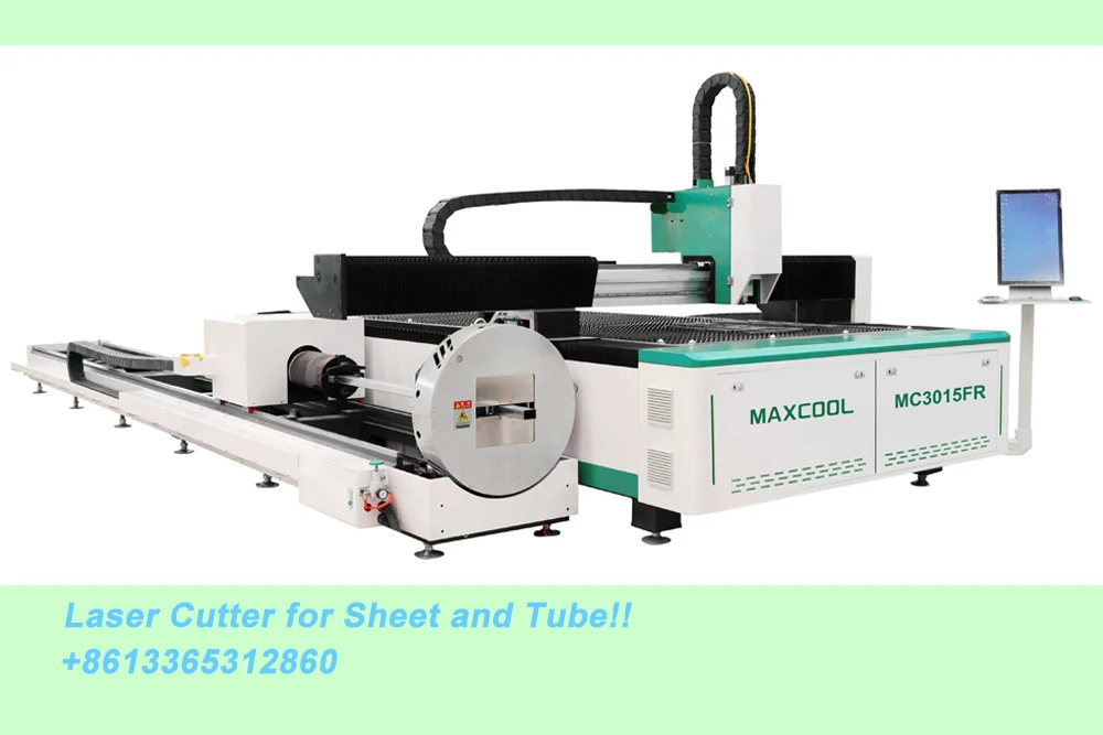 Maxcool 1500w 2kw 3kw máquina de corte de fibra cnc cortador a laser de metal adicionado máquinas de dispositivo rotativo para tubos de chapa de aço