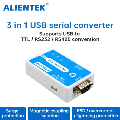 Alientek conversor de porta usb para serial 3 em 1 usb para rs232 para rs485 para ttl para 232 485 módulo de comunicação ttl cabo serial
