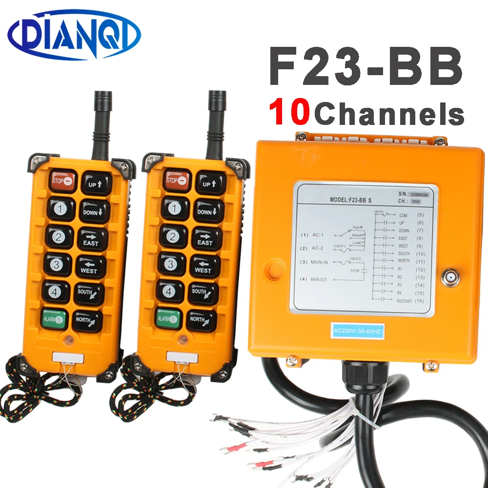 F23-BB interruptor de controle remoto rádio sem fio industrial 1 receptor + 2 transmissores controle grua guindaste elevador controle