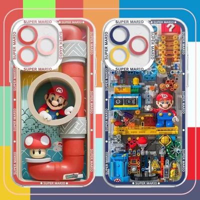 Fun M-Mario Building Blocks Phone Case For iPhone 17 Air 15 14 13 12 11 Pro Max 16 15 14 Plus Shockproof Soft Silicone Cover