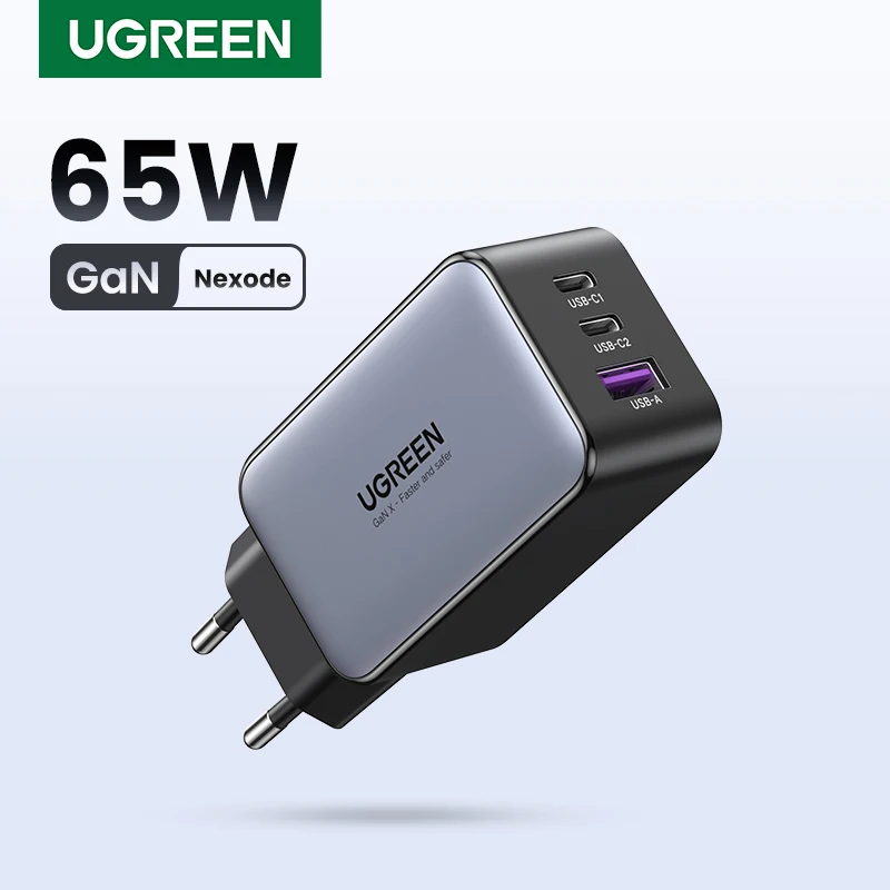 UGREEN 65W GaN Charger Quick Charge 4.0 3.0 USB C Charger for iPhone 17 16 15 Pro Max Laptop Macbook Air Tablet PD Fast Charger