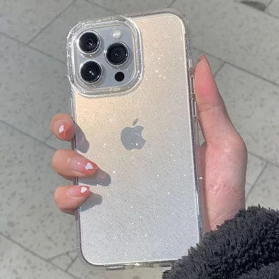 Luxury Bling Glitter Clear Phone Case For iPhone 11 12 13 14 15 16 17 Pro XR XS Max Mini Plus Shockproof Soft Transparent Cover