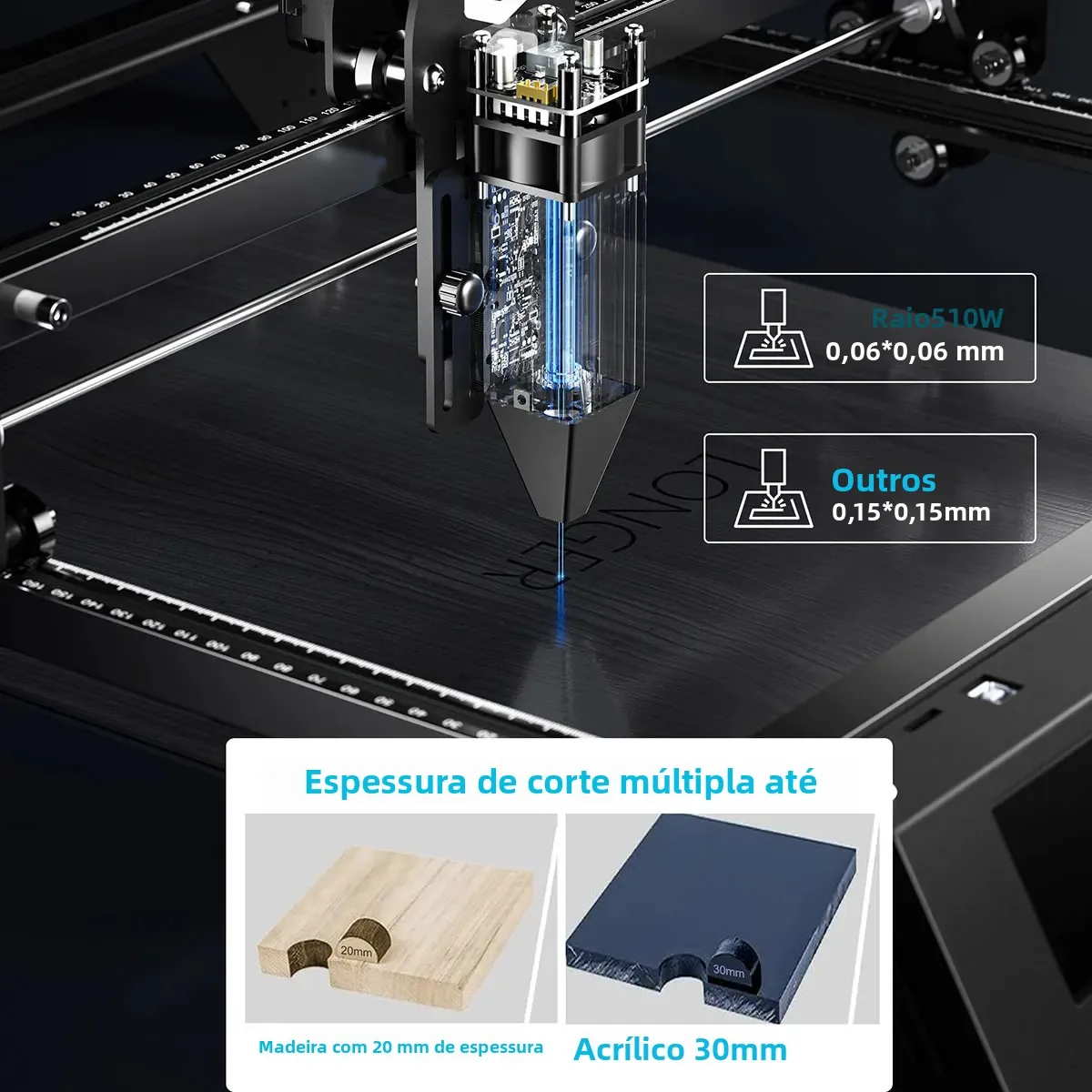 Ray5 gravador a laser cortador máquina de gravura 10w áreas de trabalho 400x400mm wifi diy halloween & presentes de natal ferramentas cnc - Image 3
